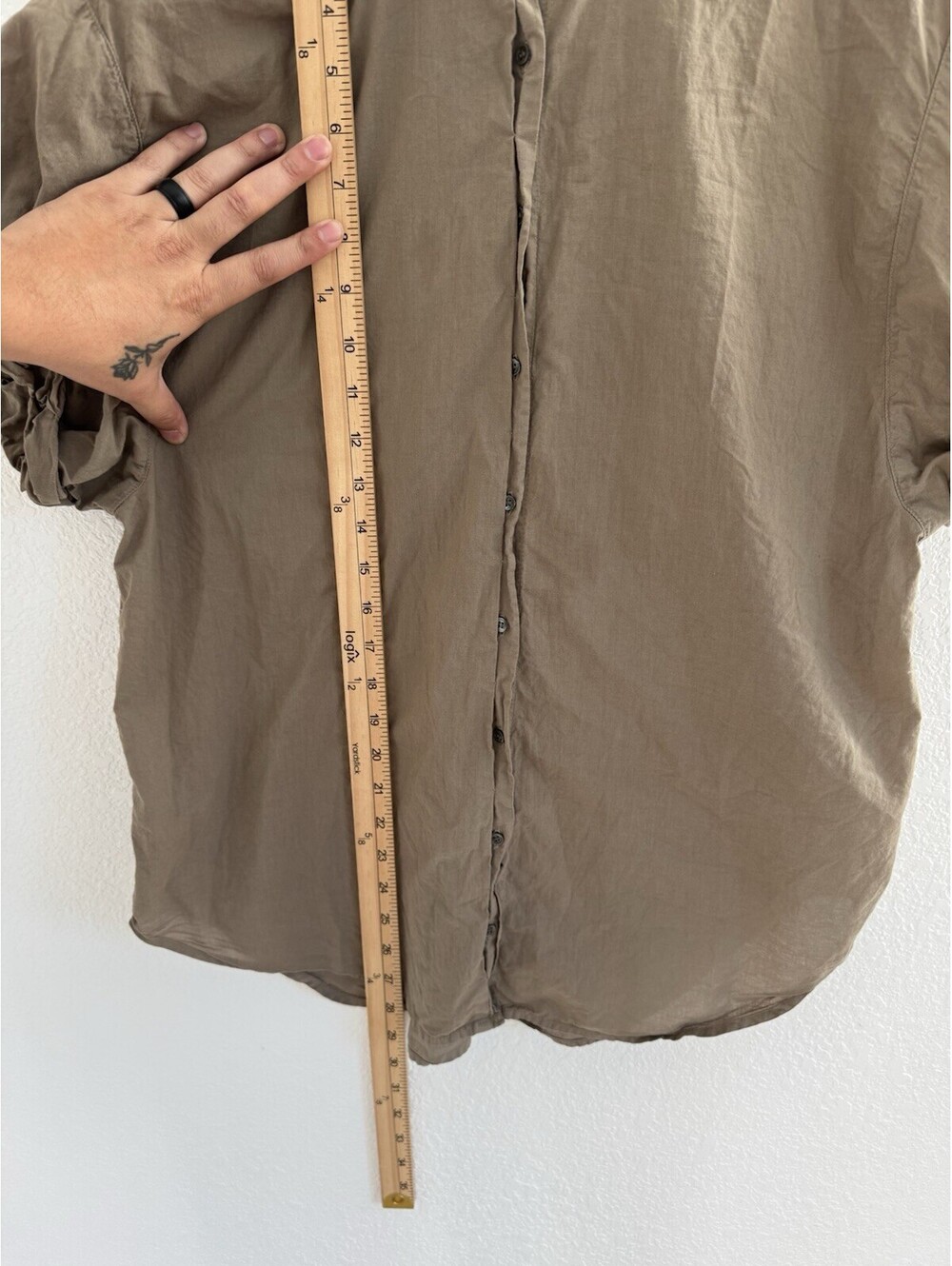 Xirena Channing Button Up Shirt Womens S Moss Green Short Sleeve Boxy Cotton - Picture 4 of 7